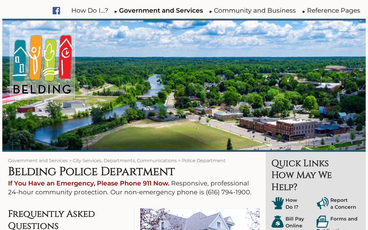 City of Belding Police Department webpage