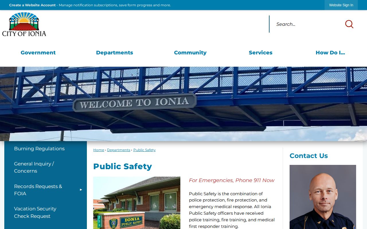 Ionia Department of Public Safety official webpage