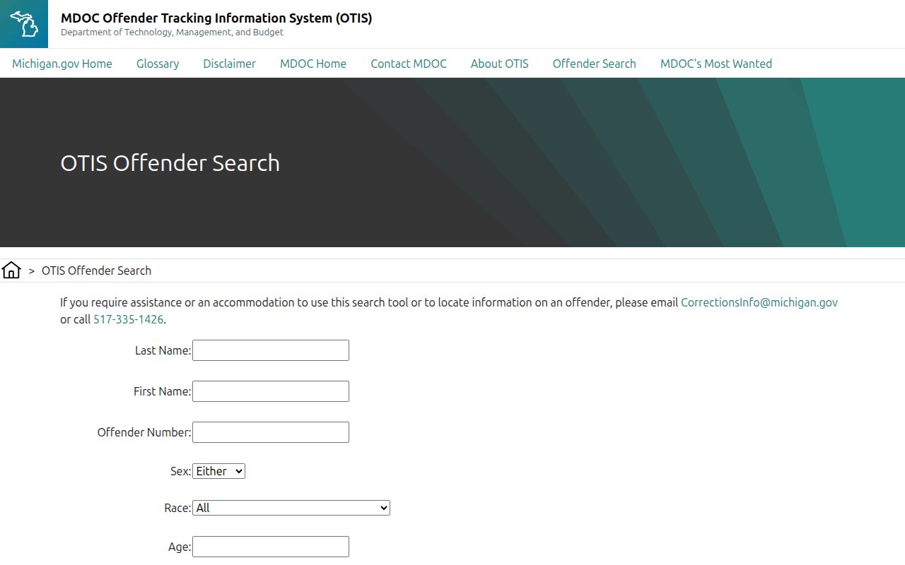Ionia County state offender record search interface